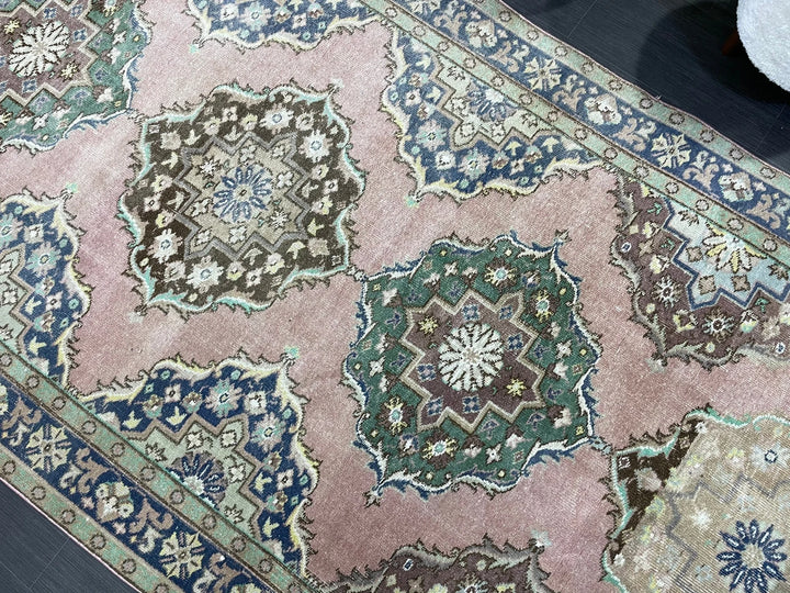 Beige Turkish Runner Rug 4'11" x 11'5" Hand-Knotted | No. WR32166