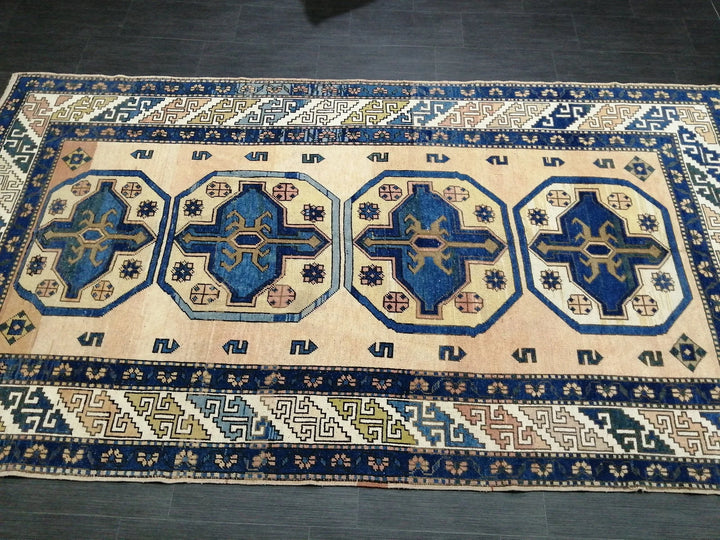 Blue Turkish Runner Rug 5' 3" x 8' 2" Hand-Knotted | No. WR33164