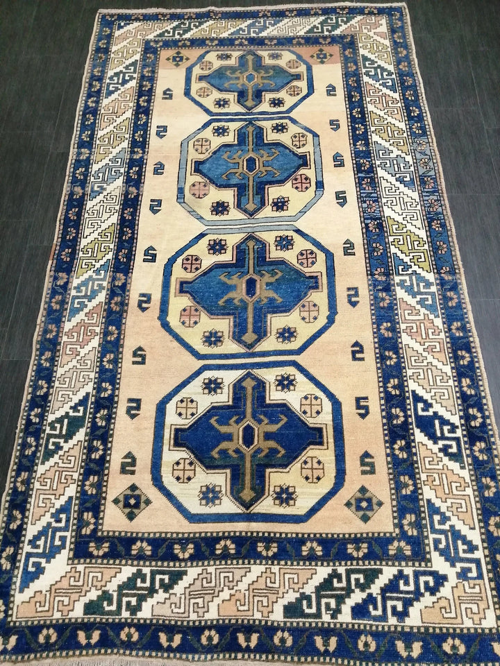 Blue Turkish Runner Rug 5' 3" x 8' 2" Hand-Knotted | No. WR33164