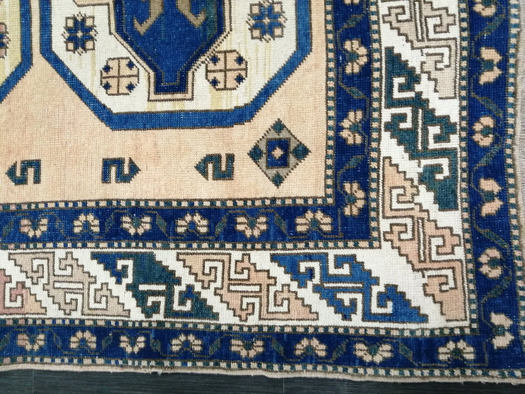Blue Turkish Runner Rug 5' 3" x 8' 2" Hand-Knotted | No. WR33164