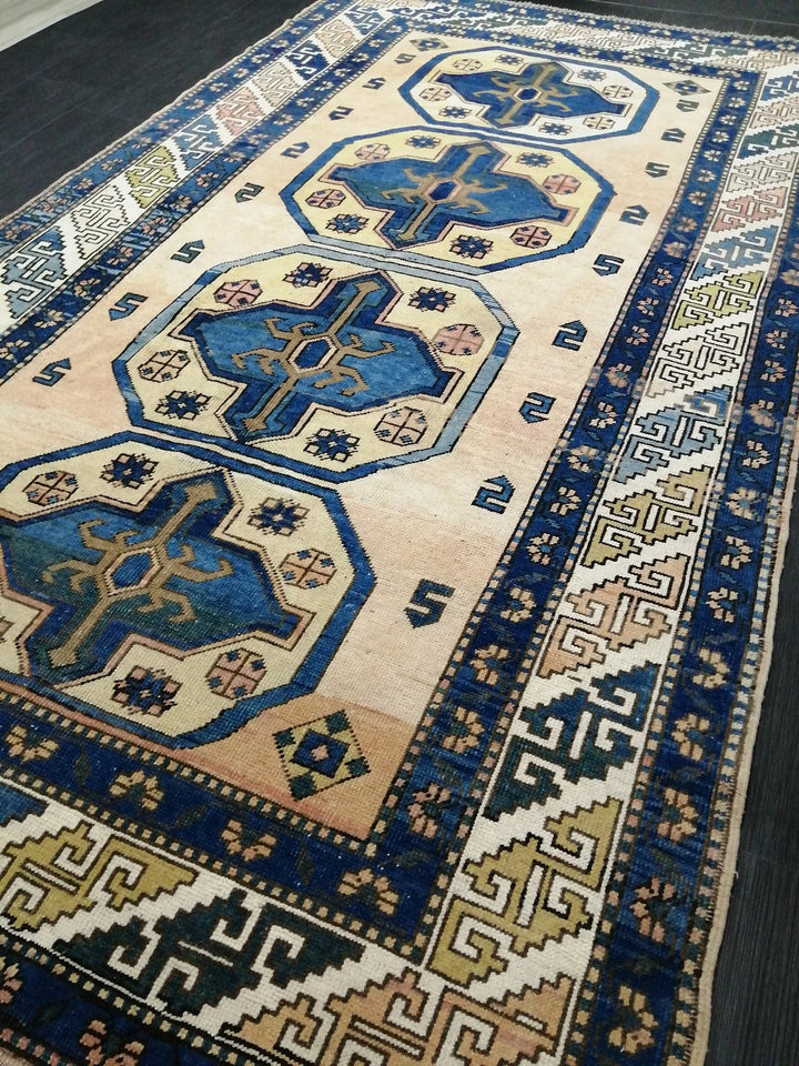 Blue Turkish Runner Rug 5' 3" x 8' 2" Hand-Knotted | No. WR33164