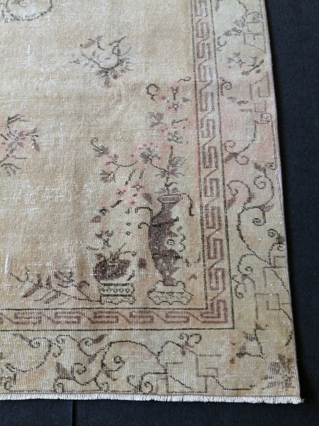 Beige Turkish Runner Rug 6' x 9' 4" Hand-Knotted | No. WR33214
