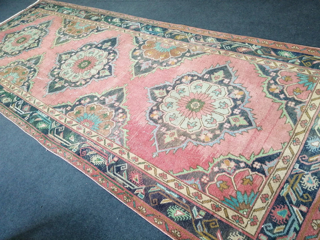 Beige Turkish Runner Rug 4' 8" x 11' 7" Hand-Knotted | No. WR33742