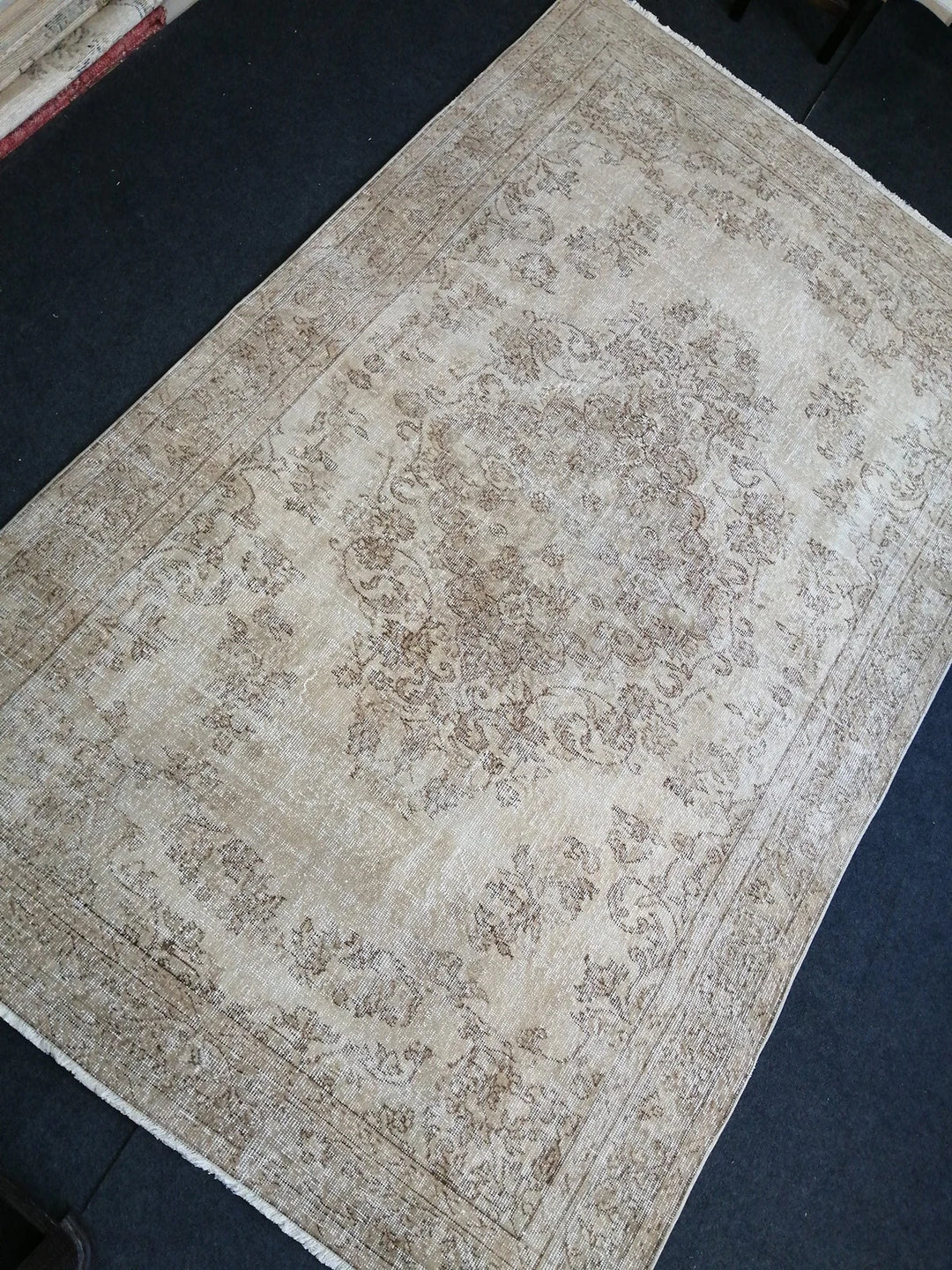 Beige Turkish Runner Rug 5' 5" x 8' 11" Hand-Knotted | No. WR33785