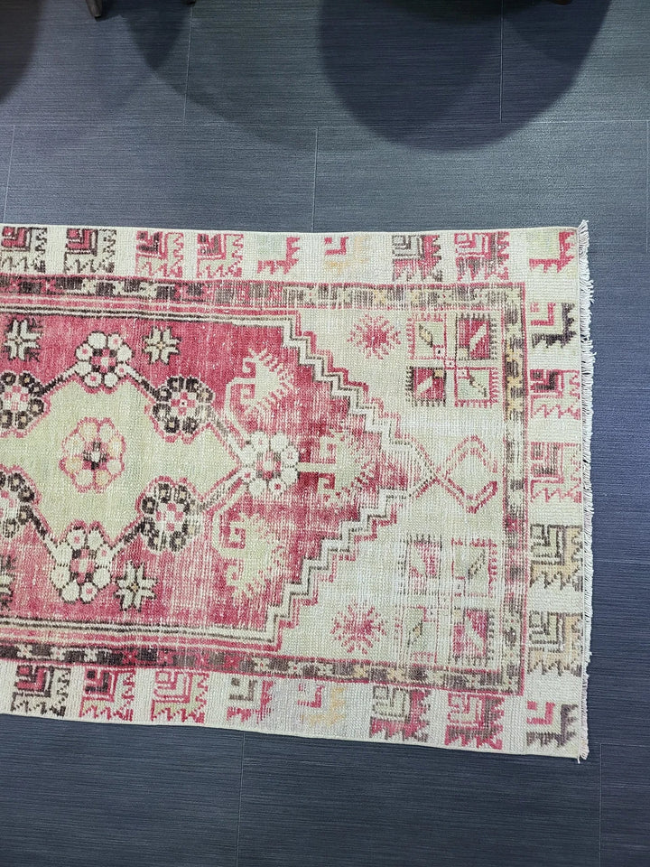 Beige Turkish Runner Rug 2' 5" x 4' 10" Hand-Knotted | No. WR34158