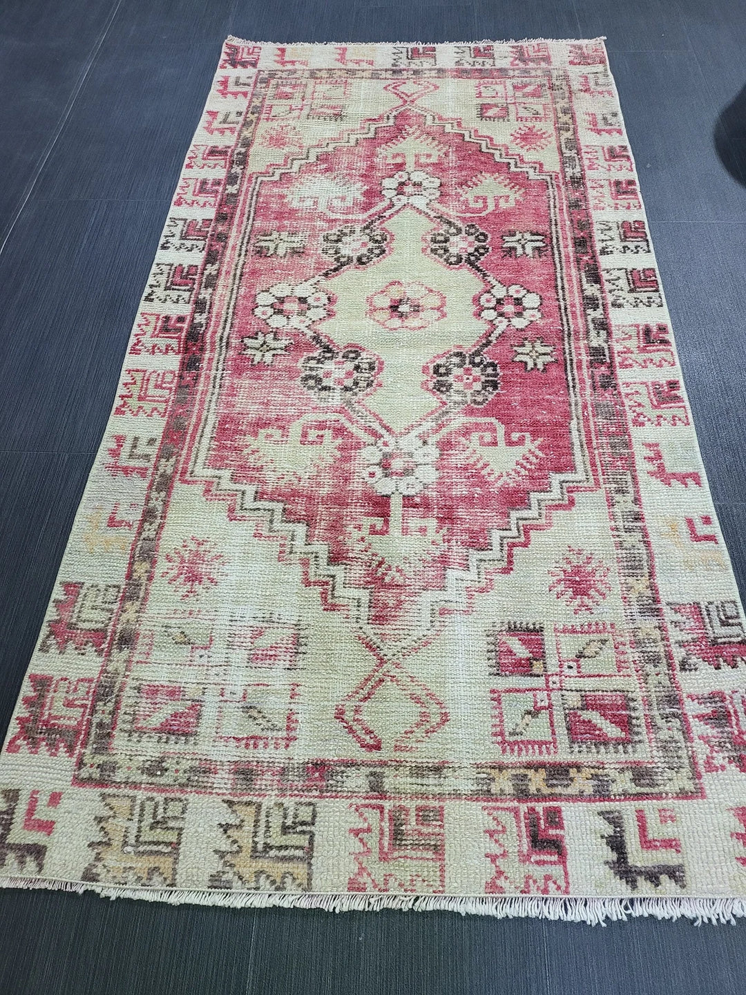 Beige Turkish Runner Rug 2' 5" x 4' 10" Hand-Knotted | No. WR34158