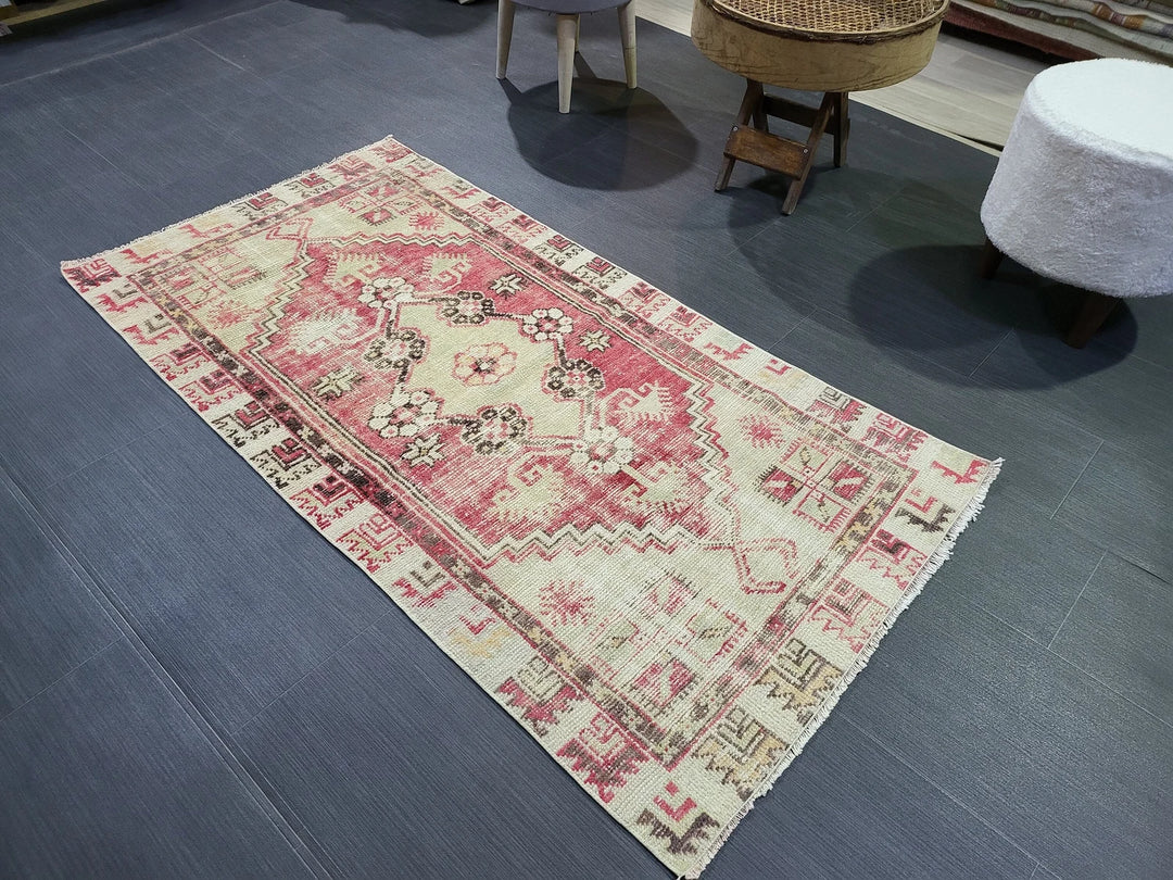 Beige Turkish Runner Rug 2' 5" x 4' 10" Hand-Knotted | No. WR34158