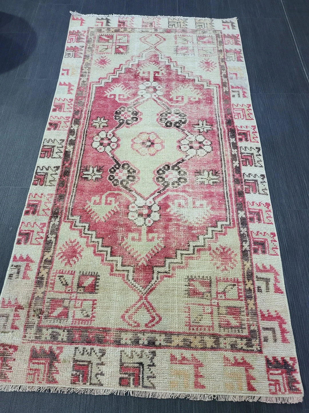 Beige Turkish Runner Rug 2' 5" x 4' 10" Hand-Knotted | No. WR34158