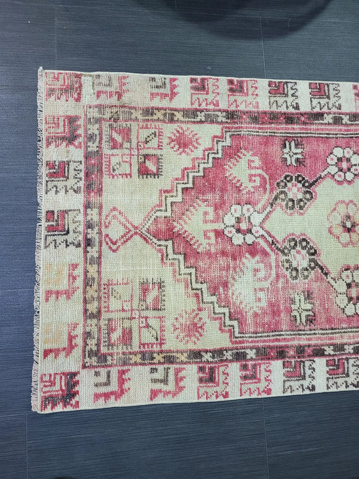 Beige Turkish Runner Rug 2' 5" x 4' 10" Hand-Knotted | No. WR34158