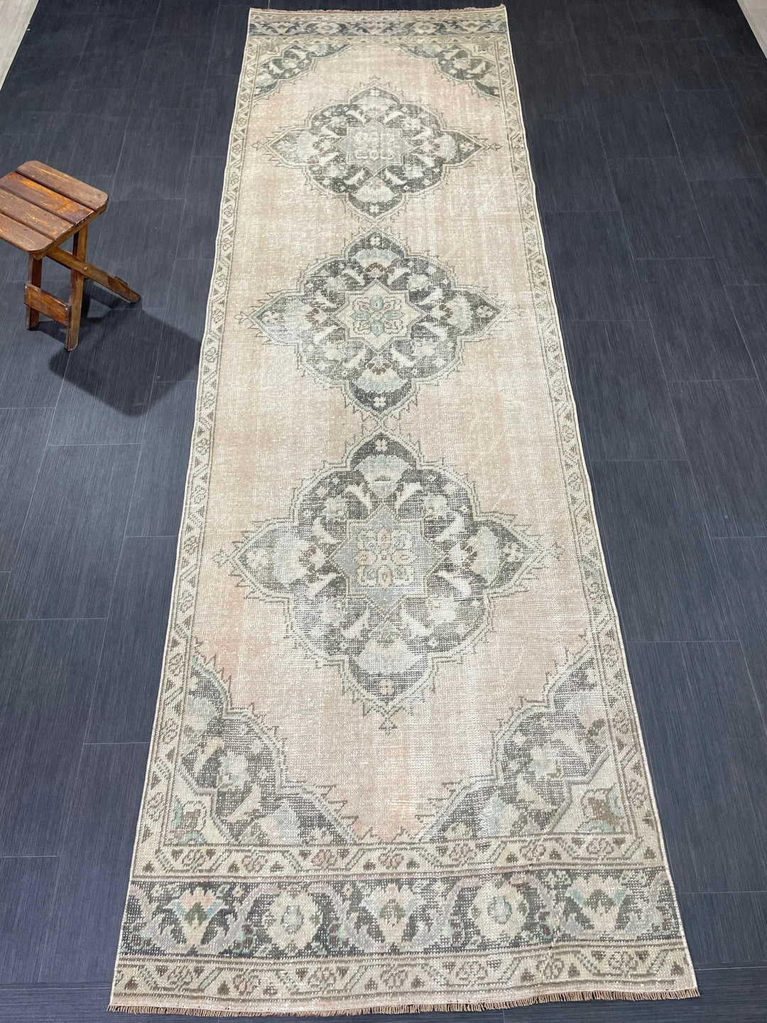 Green Turkish Runner Rug 3' 5" x 11' 2" Hand-Knotted | No. WR34216