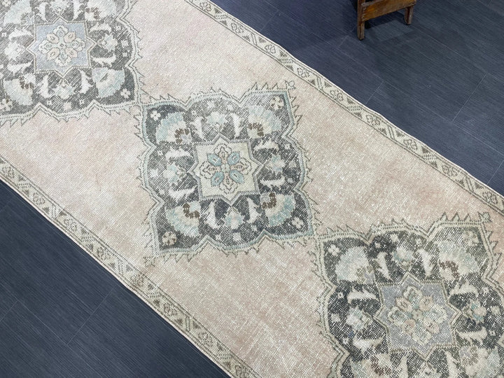 Green Turkish Runner Rug 3' 5" x 11' 2" Hand-Knotted | No. WR34216