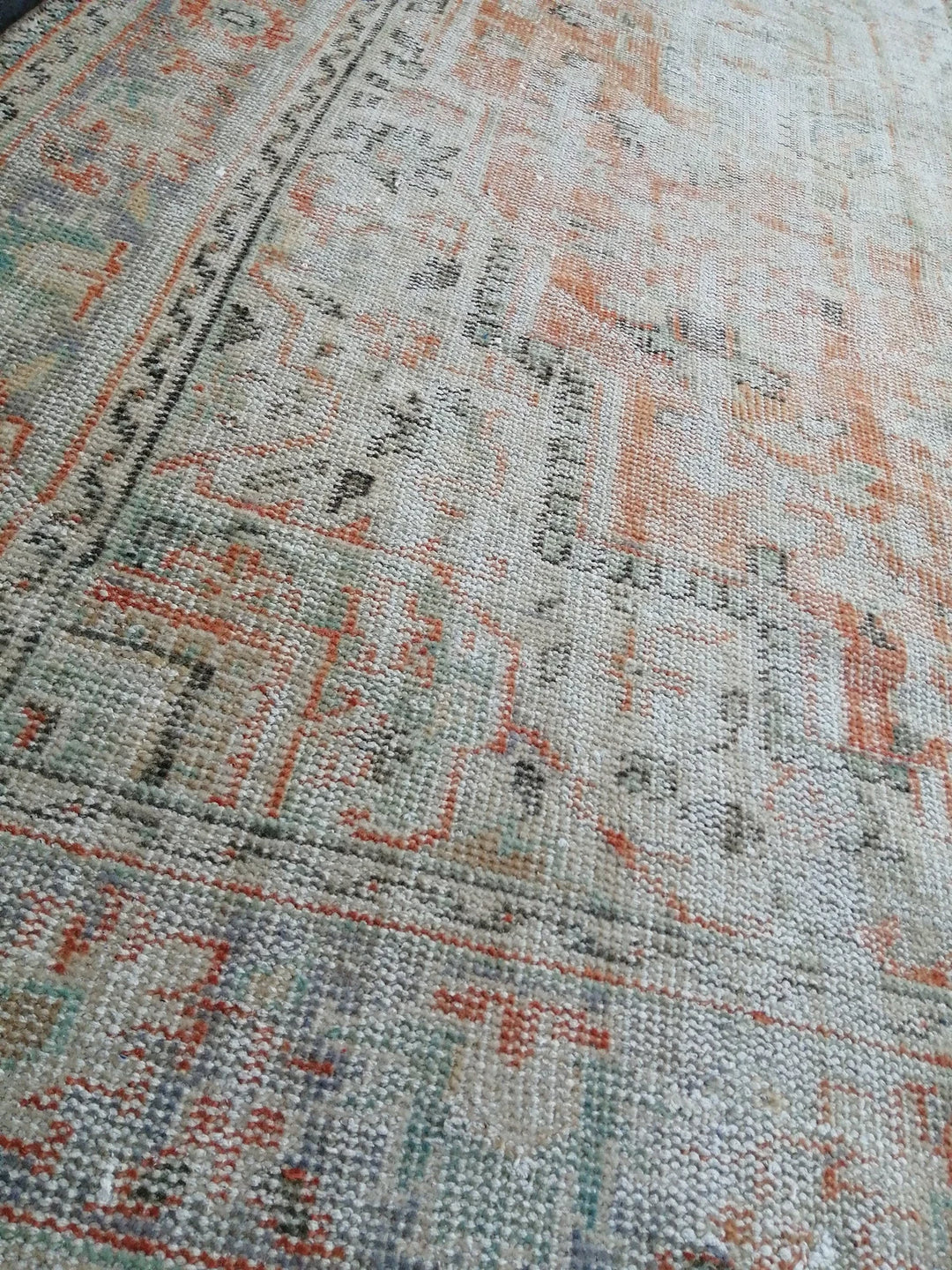 Beige Turkish Runner Rug 6' 7" x 10' Hand-Knotted | No. WR34237