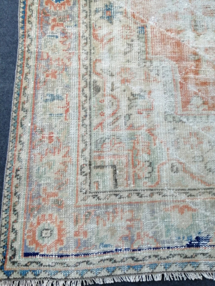Beige Turkish Runner Rug 6' 7" x 10' Hand-Knotted | No. WR34237