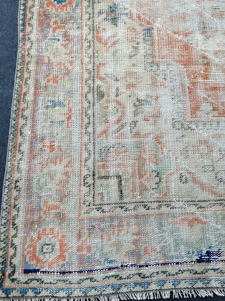 Beige Turkish Runner Rug 6' 7" x 10' Hand-Knotted | No. WR34237