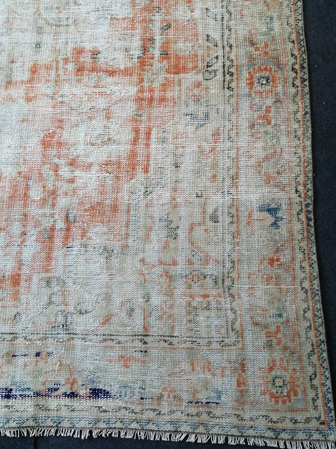 Beige Turkish Runner Rug 6' 7" x 10' Hand-Knotted | No. WR34237