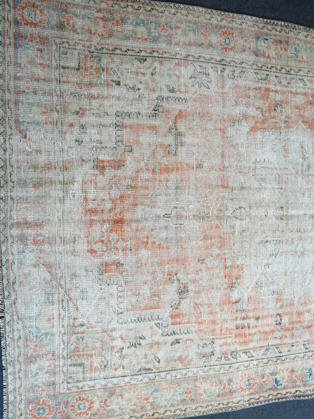 Beige Turkish Runner Rug 6' 7" x 10' Hand-Knotted | No. WR34237