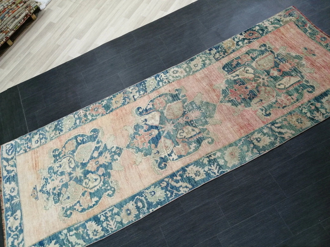 Pink Turkish Runner Rug 4' 2" x 11' 8" Hand-Knotted | No. WR34397