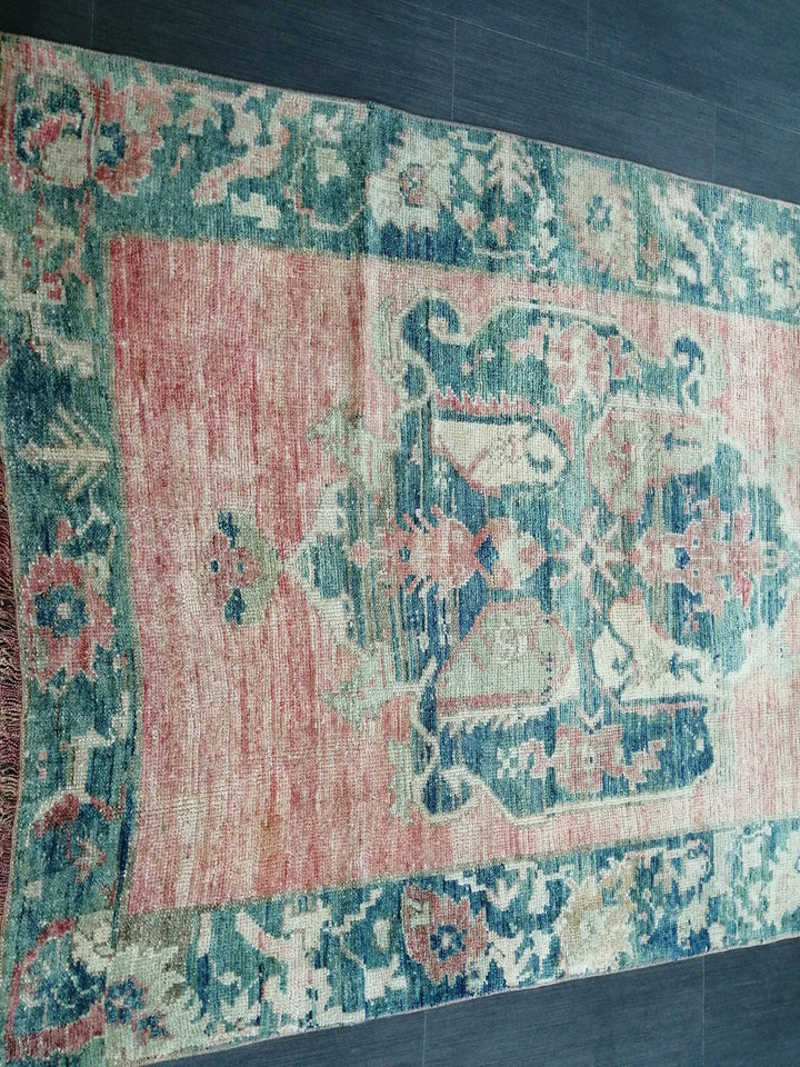 Pink Turkish Runner Rug 4' 2" x 11' 8" Hand-Knotted | No. WR34397