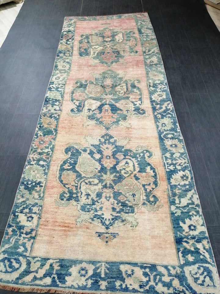 Pink Turkish Runner Rug 4' 2" x 11' 8" Hand-Knotted | No. WR34397