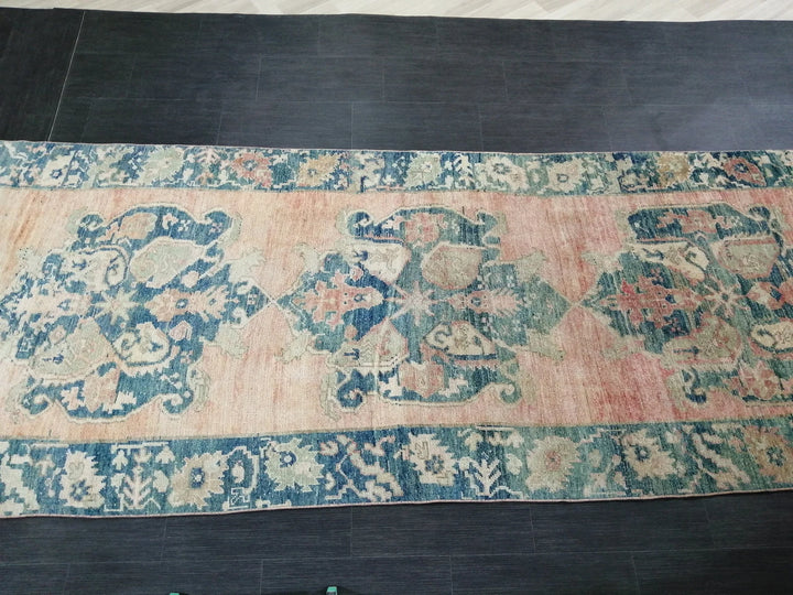 Pink Turkish Runner Rug 4' 2" x 11' 8" Hand-Knotted | No. WR34397