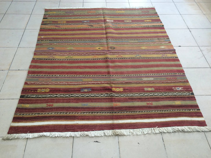 Rust Turkish Runner Rug 5' x 6' Hand-Knotted | No. WR34816