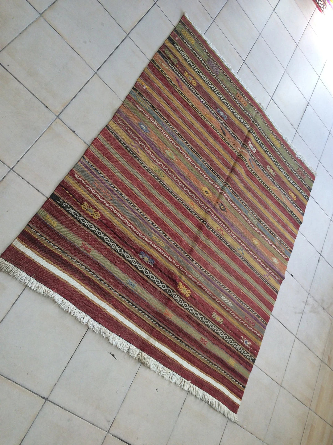 Rust Turkish Runner Rug 5' x 6' Hand-Knotted | No. WR34816