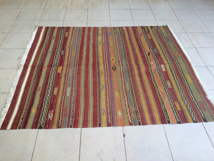 Rust Turkish Runner Rug 5' x 6' Hand-Knotted | No. WR34816