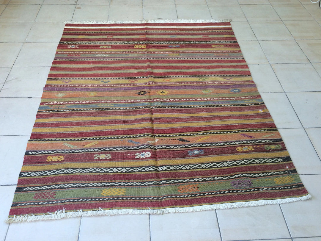 Rust Turkish Runner Rug 5' x 6' Hand-Knotted | No. WR34816