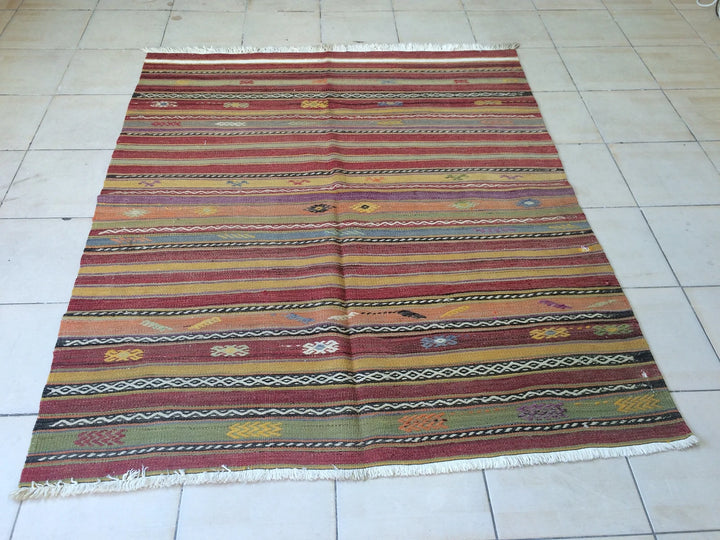 Rust Turkish Runner Rug 5' x 6' Hand-Knotted | No. WR34816