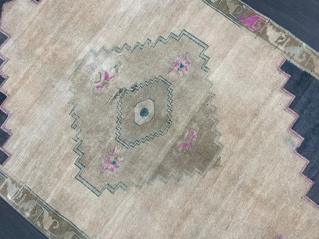 Navy Turkish Runner Rug 3' 3" x 4' 5" Hand-Knotted | No. WR35297