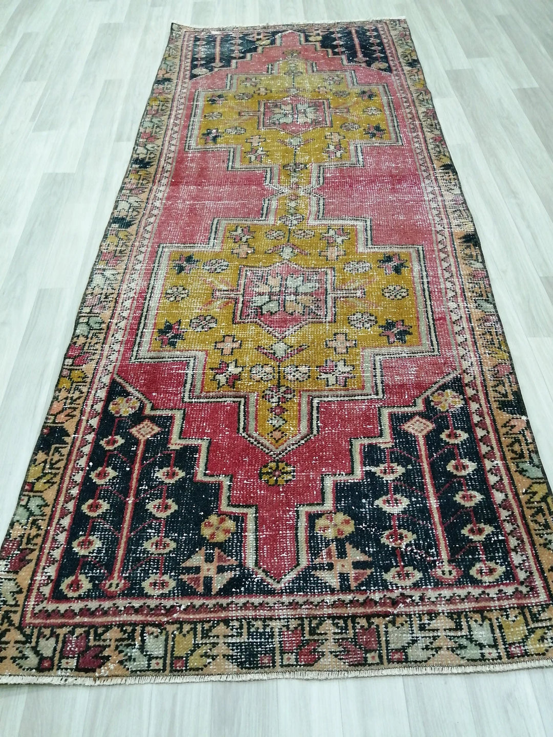 Rust Turkish Runner Rug 3' 4" x 8' 2" Hand-Knotted | No. WR35723
