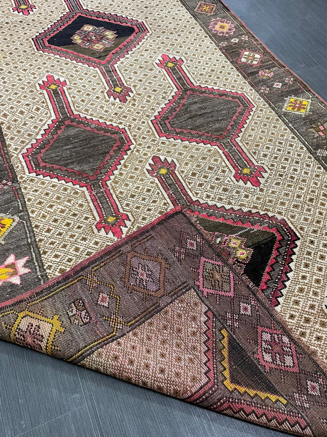 Beige Turkish Runner Rug 5' x 13' 8" Hand-Knotted | No. WR35904