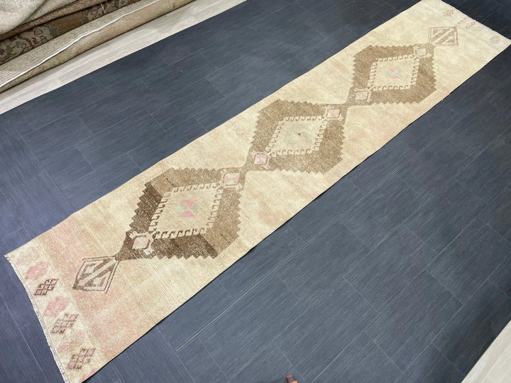 Pink Turkish Runner Rug 2' 7" x 12' 3" Hand-Knotted | No. WR36132