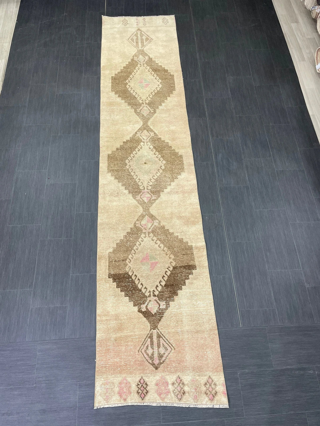 Pink Turkish Runner Rug 2' 7" x 12' 3" Hand-Knotted | No. WR36132