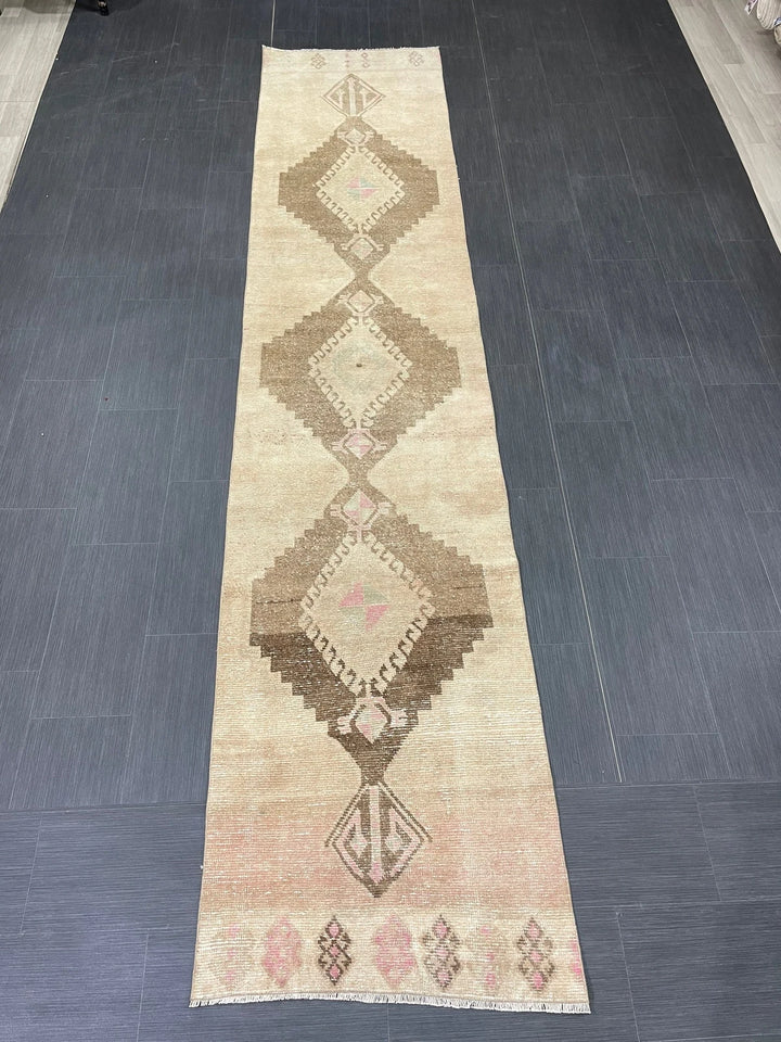 Pink Turkish Runner Rug 2' 7" x 12' 3" Hand-Knotted | No. WR36132