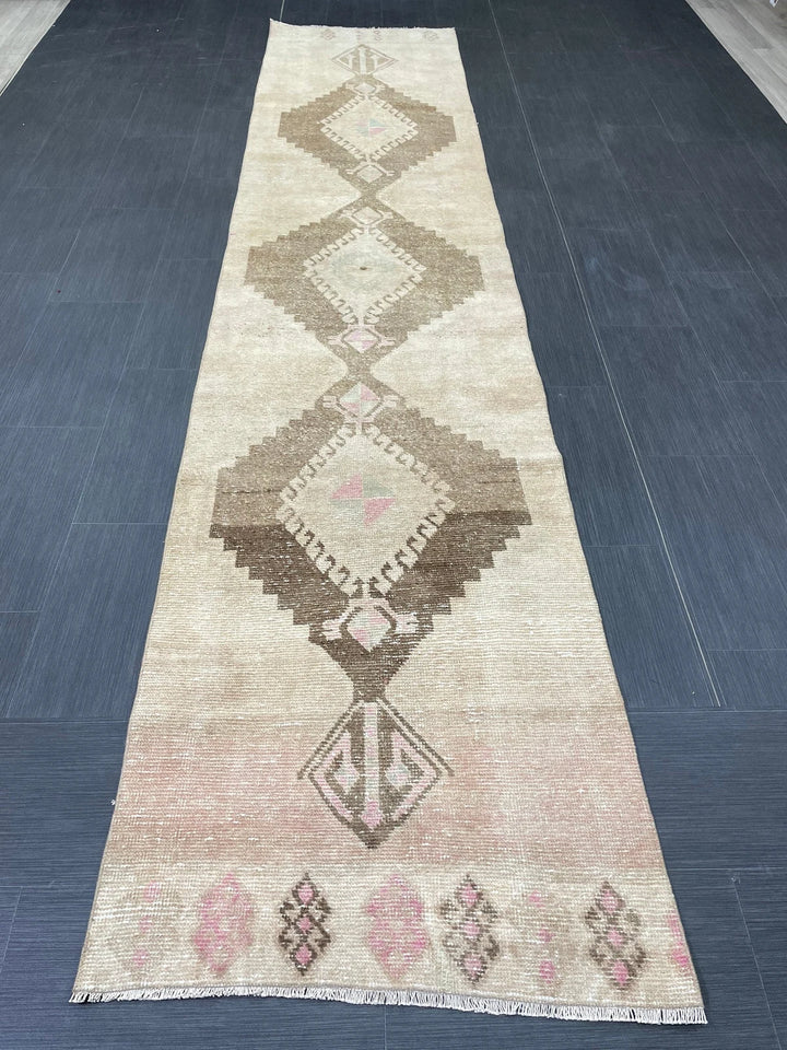 Pink Turkish Runner Rug 2' 7" x 12' 3" Hand-Knotted | No. WR36132