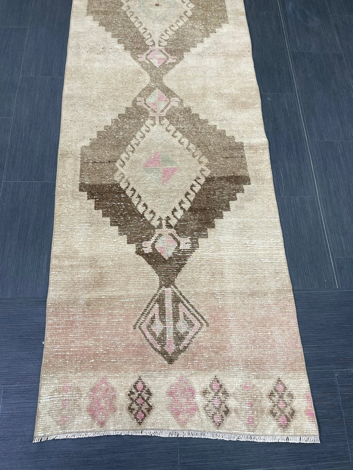 Pink Turkish Runner Rug 2' 7" x 12' 3" Hand-Knotted | No. WR36132