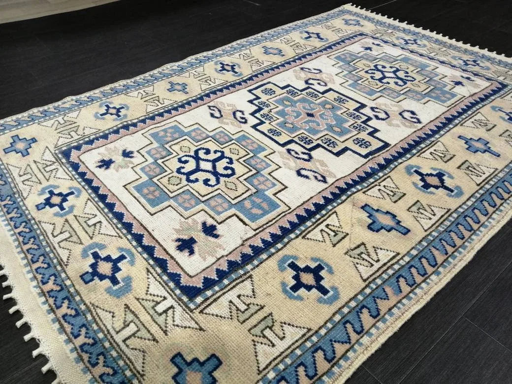 Blue Turkish Oushak Rug 3' 11" x 5' 8" Hand-Knotted | No. WR36209