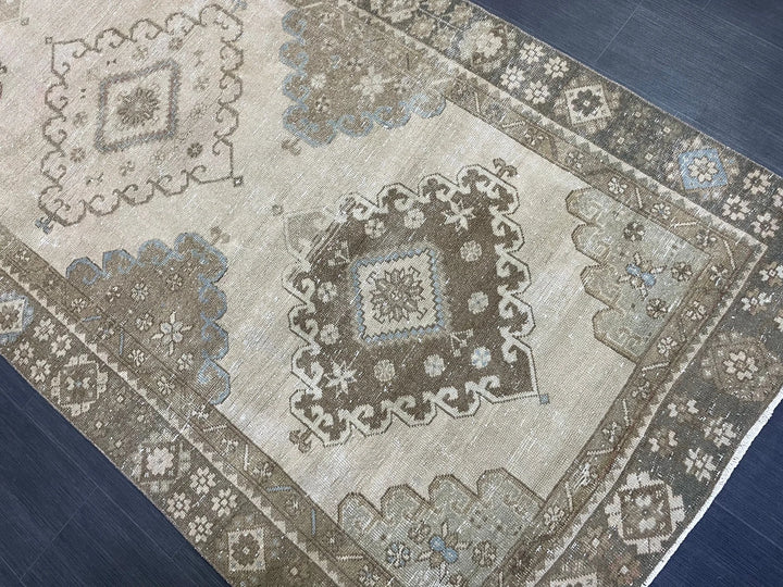 Beige Turkish Runner Rug 4' 6" x 12' 8" Hand-Knotted | No. WR36276