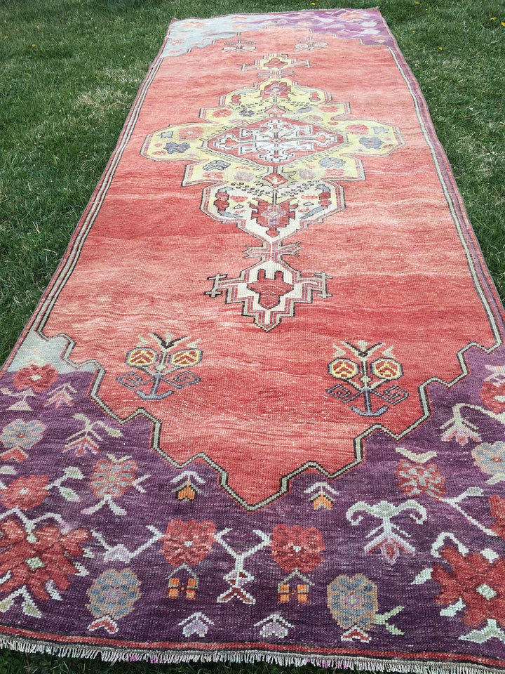 Rust Turkish Runner Rug 4' x 12' Hand-Knotted | No. WR36591