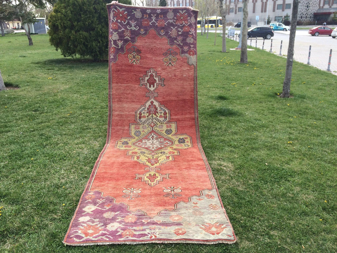 Rust Turkish Runner Rug 4' x 12' Hand-Knotted | No. WR36591