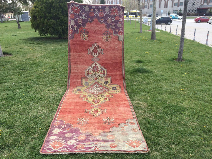 Rust Turkish Runner Rug 4' x 12' Hand-Knotted | No. WR36591
