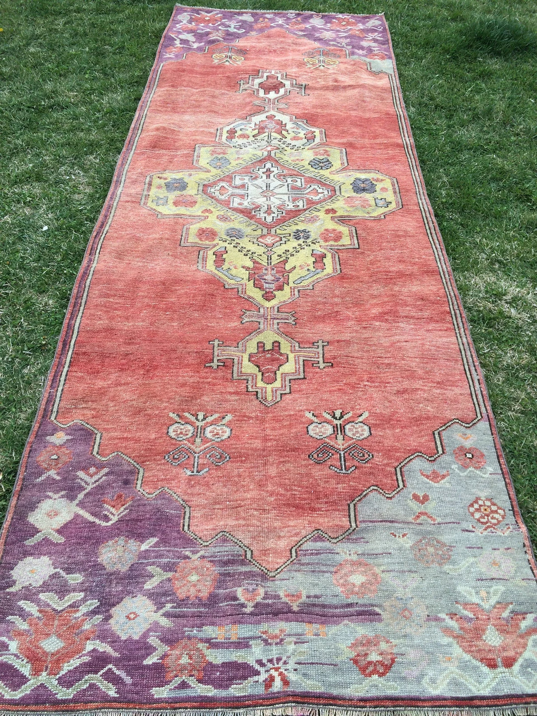 Rust Turkish Runner Rug 4' x 12' Hand-Knotted | No. WR36591