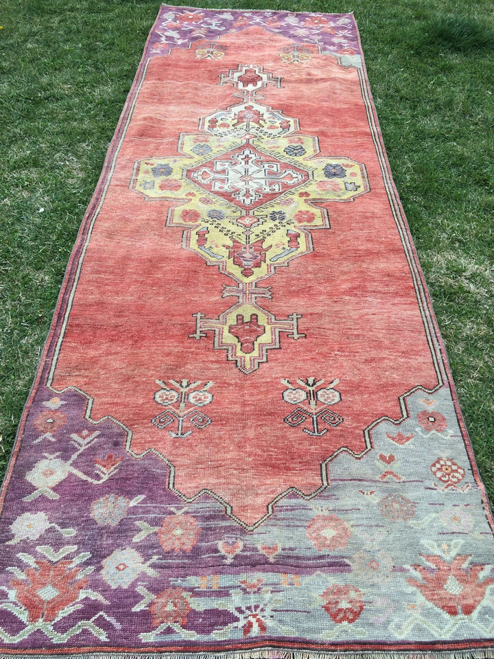 Rust Turkish Runner Rug 4' x 12' Hand-Knotted | No. WR36591