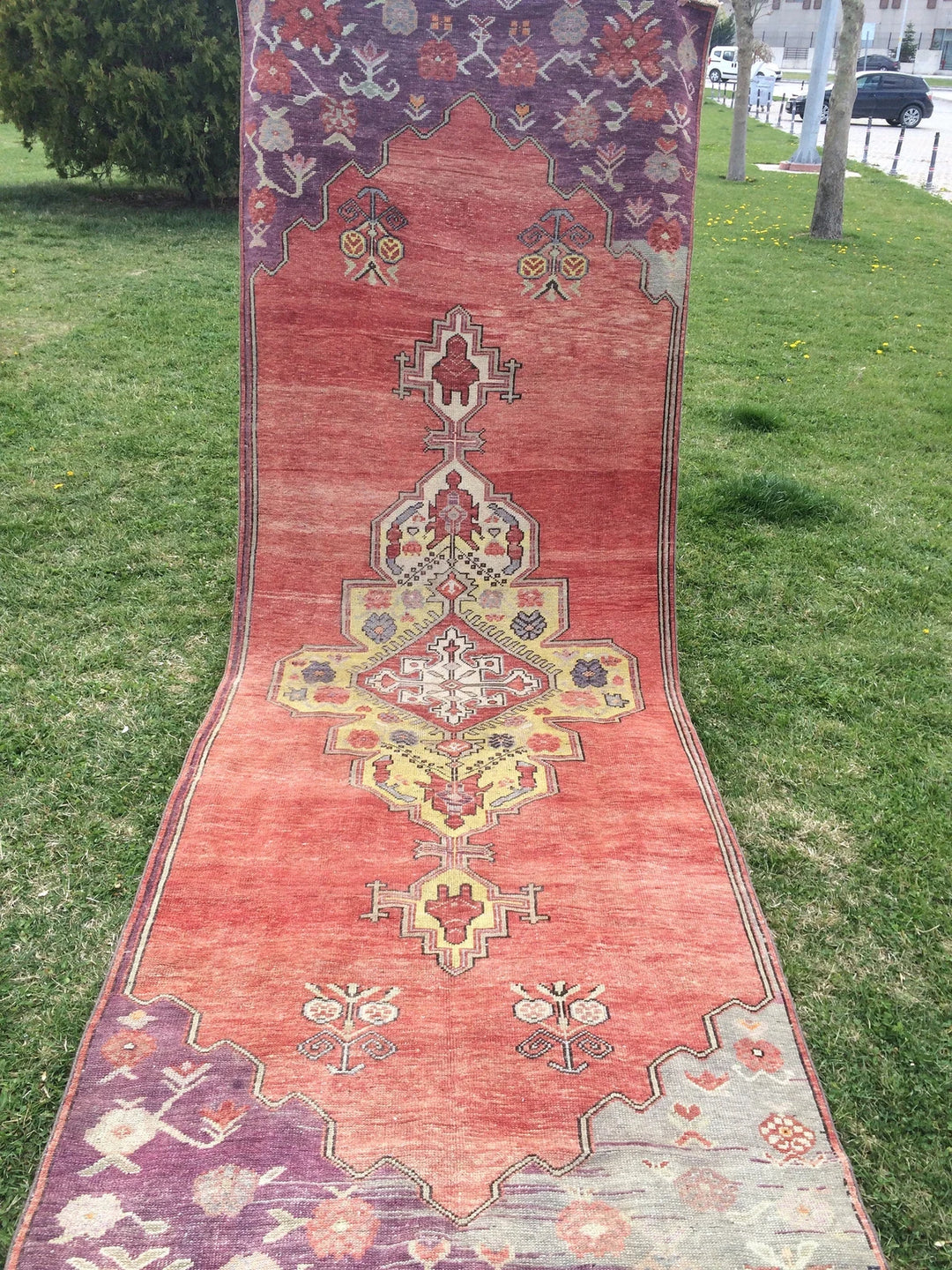 Rust Turkish Runner Rug 4' x 12' Hand-Knotted | No. WR36591
