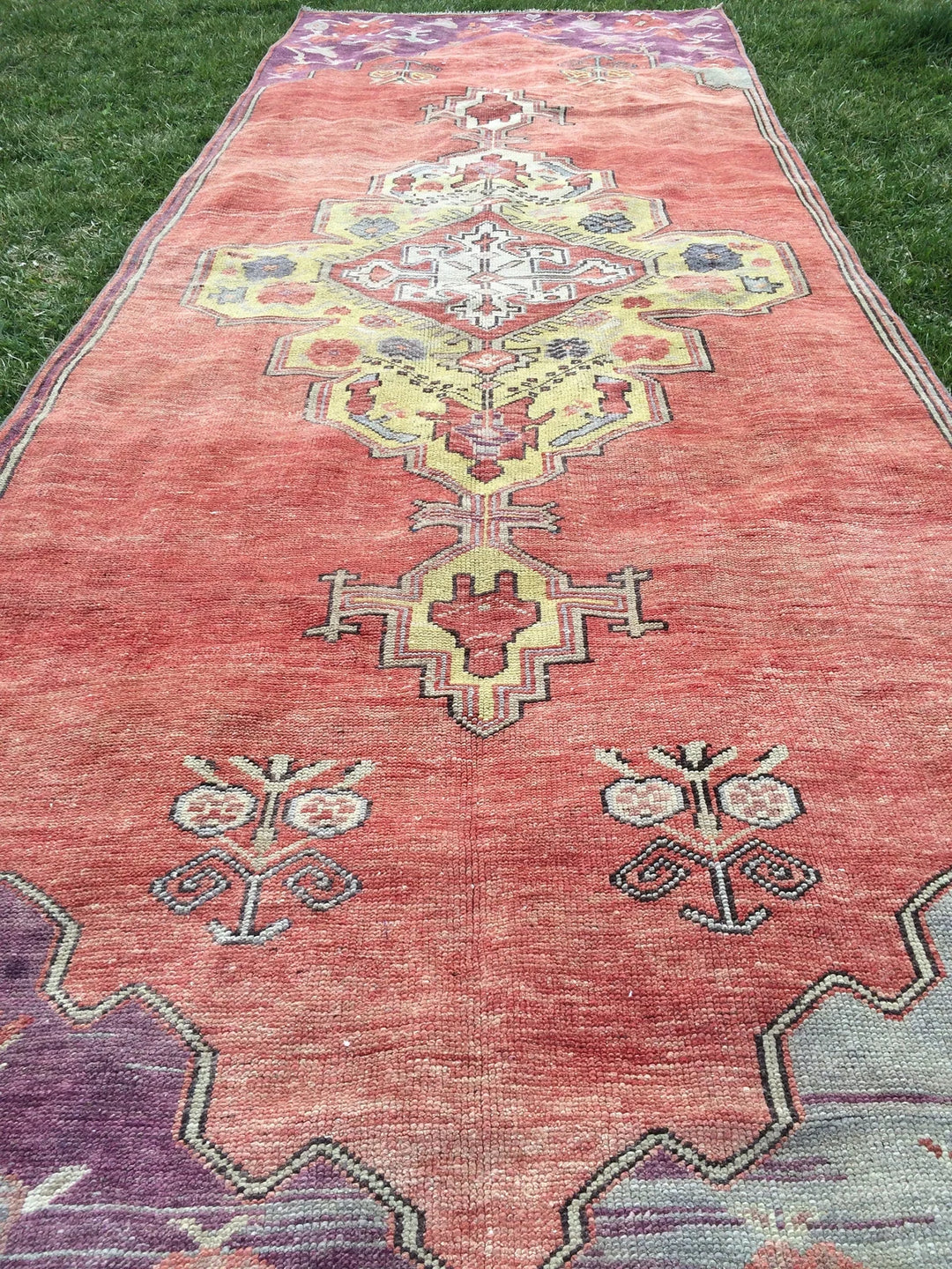 Rust Turkish Runner Rug 4' x 12' Hand-Knotted | No. WR36591