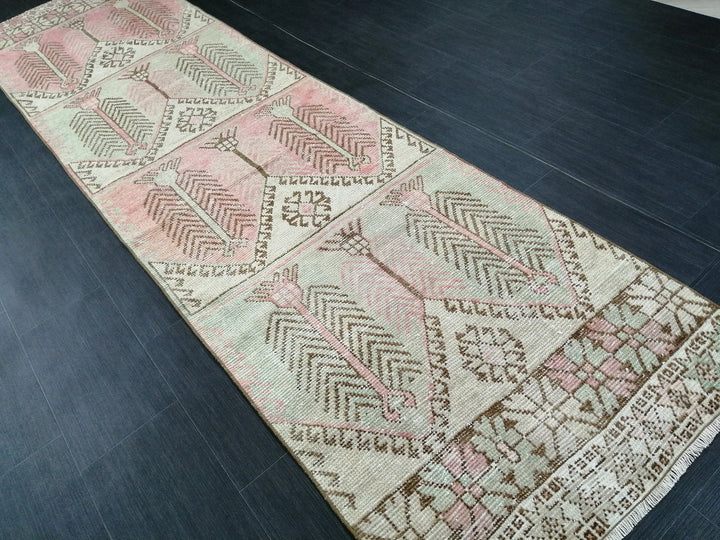 Green Turkish Runner Rug 3' x 11' 4" Hand-Knotted | No. WR36874