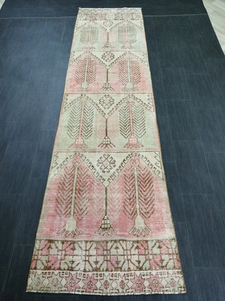 Green Turkish Runner Rug 3' x 11' 4" Hand-Knotted | No. WR36874