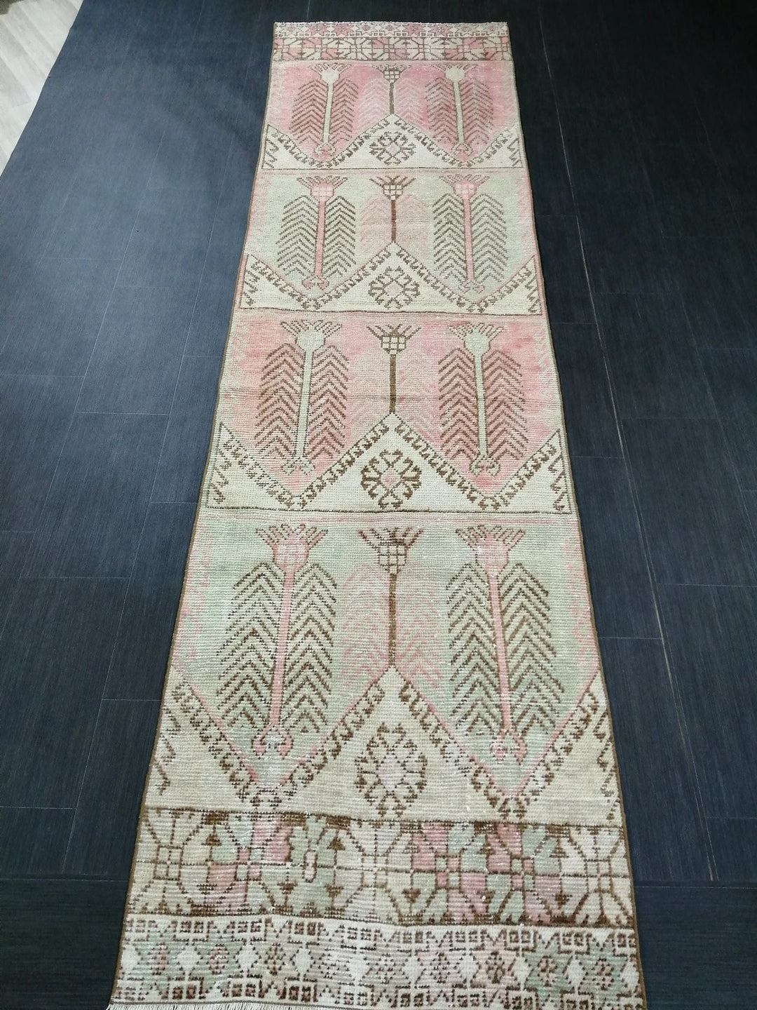 Green Turkish Runner Rug 3' x 11' 4" Hand-Knotted | No. WR36874