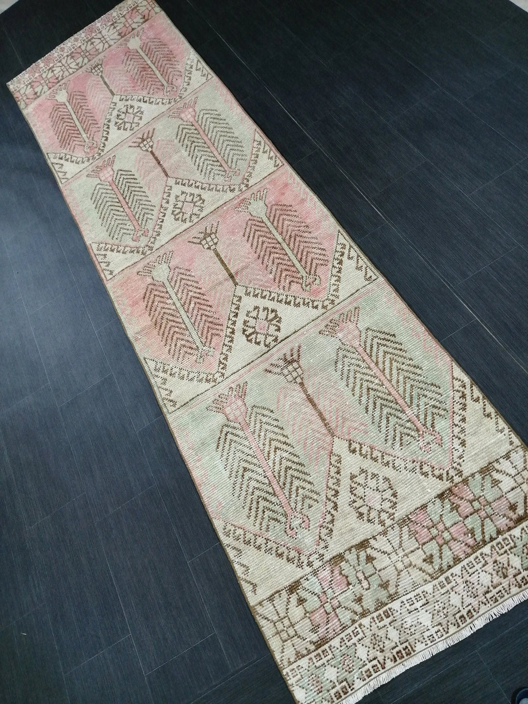 Green Turkish Runner Rug 3' x 11' 4" Hand-Knotted | No. WR36874